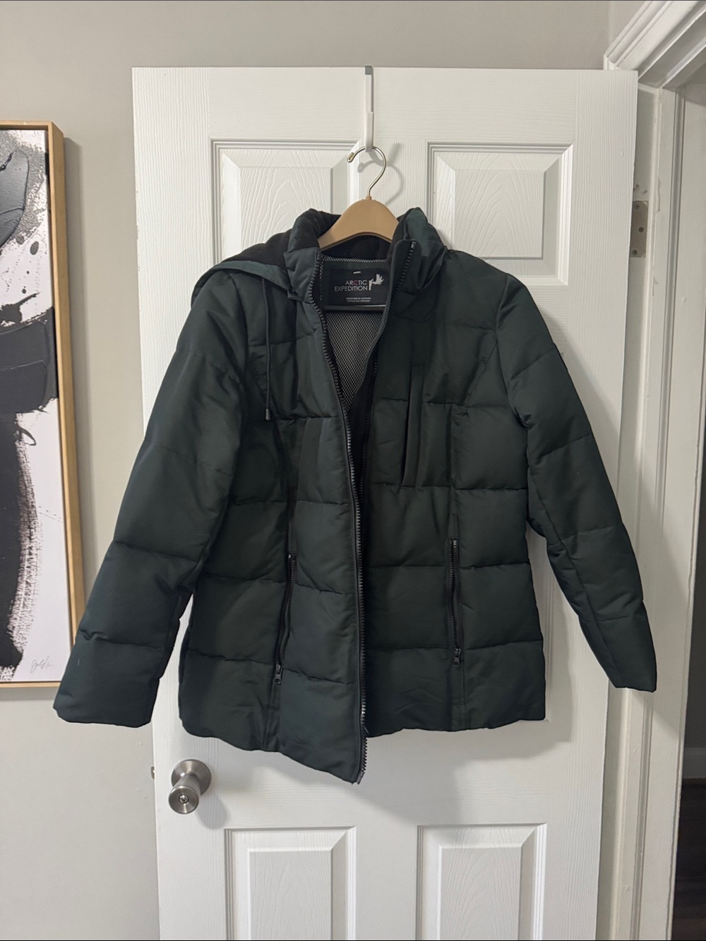 Insulated Down Arctic Expedition Dark Green Hooded Puffer Jacket